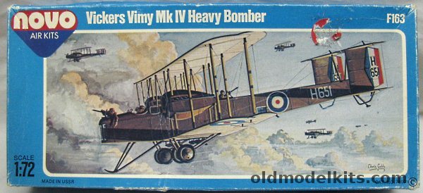 Novo 1/72 Vickers Vimy Mk IV Heavy Bomber - No. 70 Squadron Egypt 1921 / RAE 1919-1922 Research Aircraft Used For Experiments Including Automatic Landing Systems - (ex Frog), F163 plastic model kit